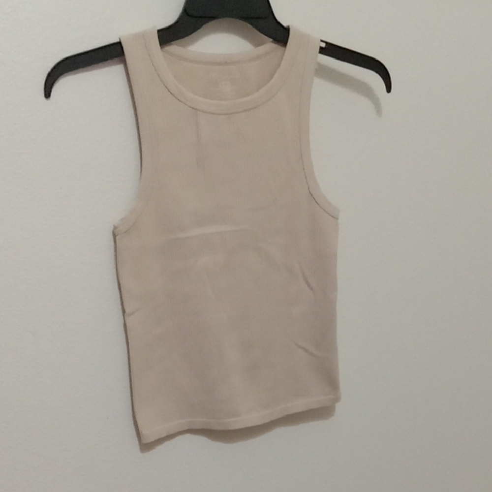 No Boundaries Cream Ribbed Fitted Tank Top